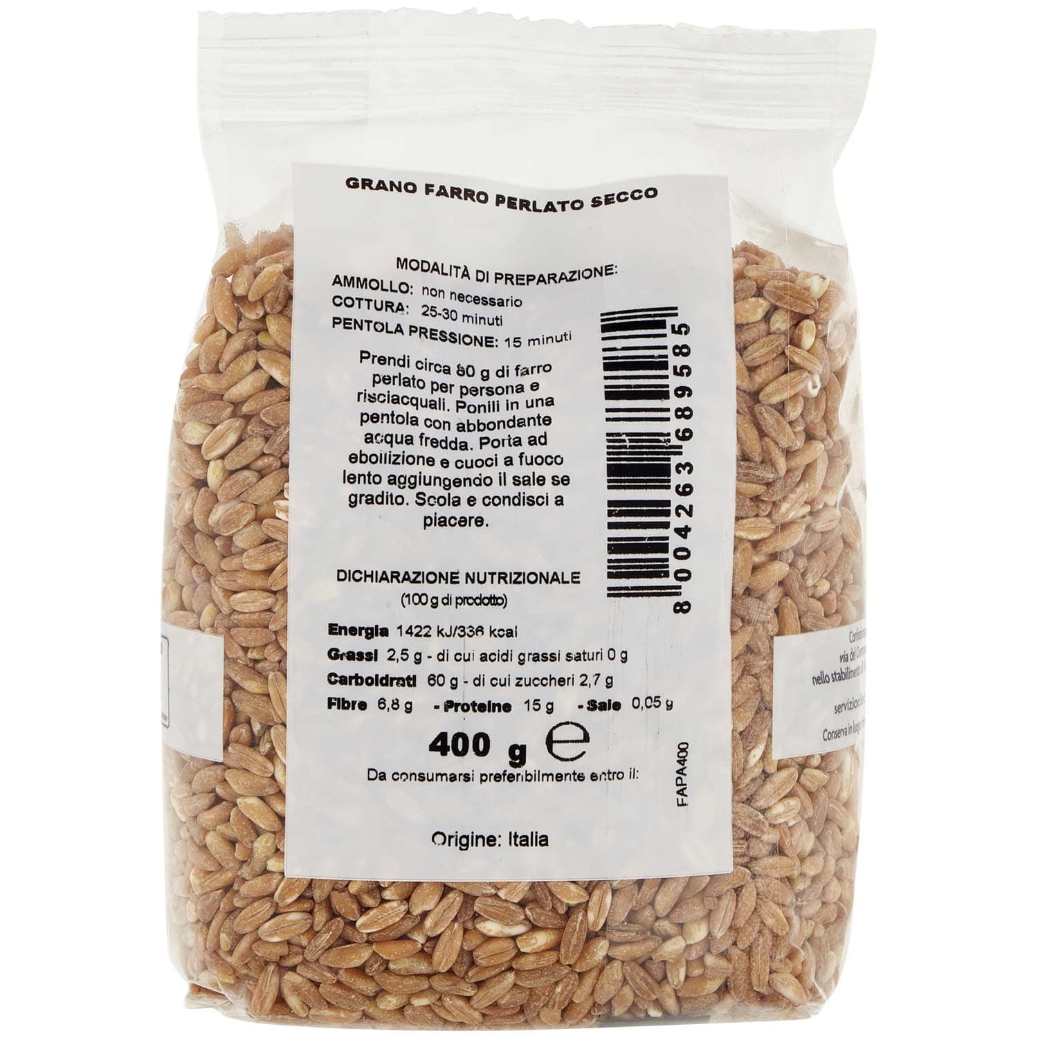 PAM Qualità per te Farro Perlato 400 g – immagine 4