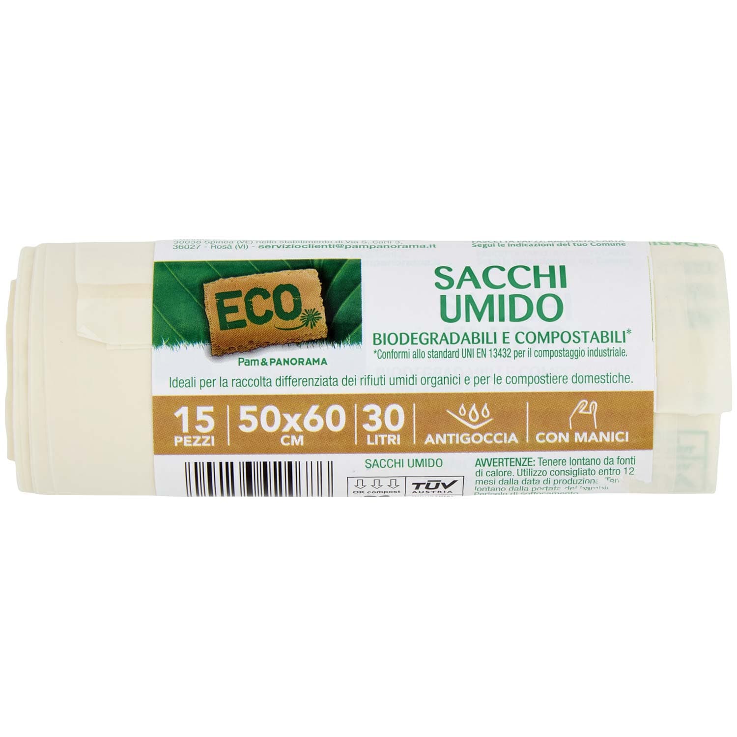 ECO Sacchi Umido Biodegradabili e Compostabili* 50 x 60 cm 30 Litri 15 pz – immagine 2