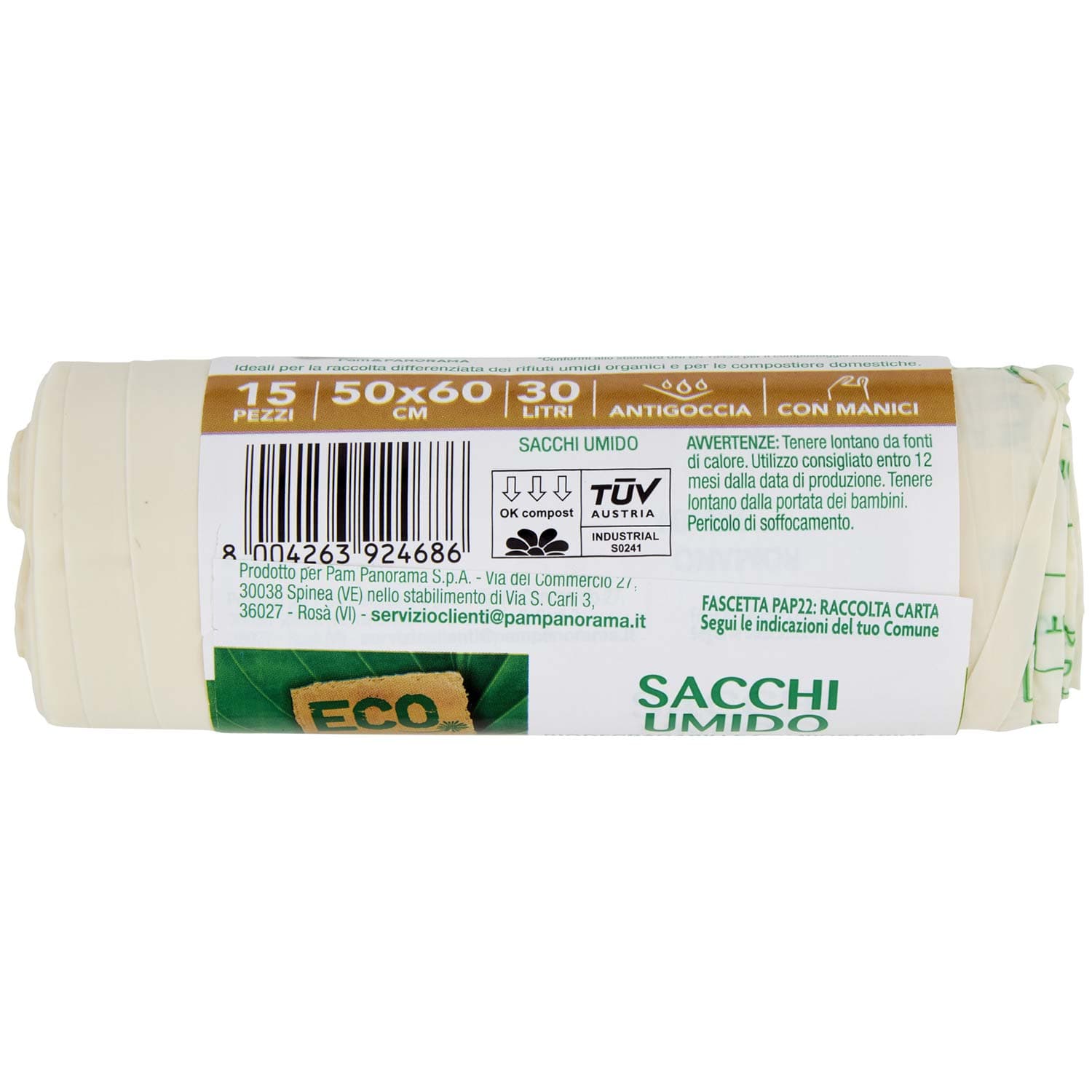 ECO Sacchi Umido Biodegradabili e Compostabili* 50 x 60 cm 30 Litri 15 pz – immagine 6