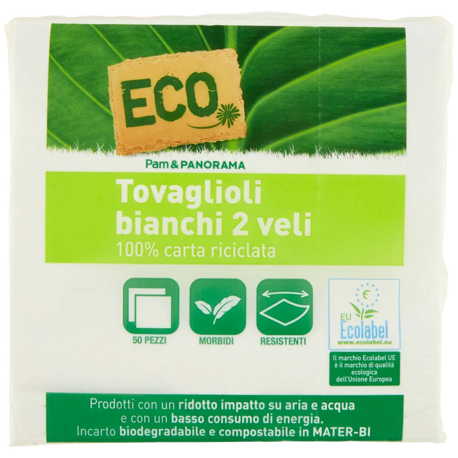 ECO Tovaglioli bianchi 2 veli 50 pz – immagine 2