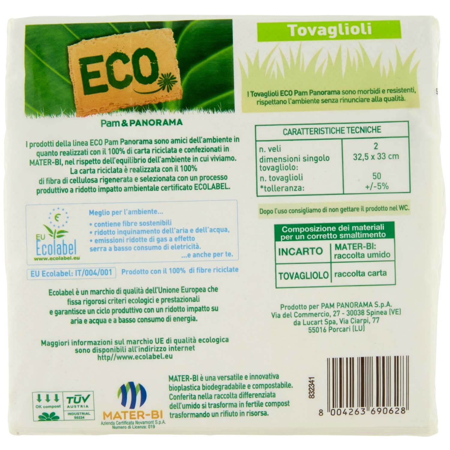 ECO Tovaglioli bianchi 2 veli 50 pz – immagine 4