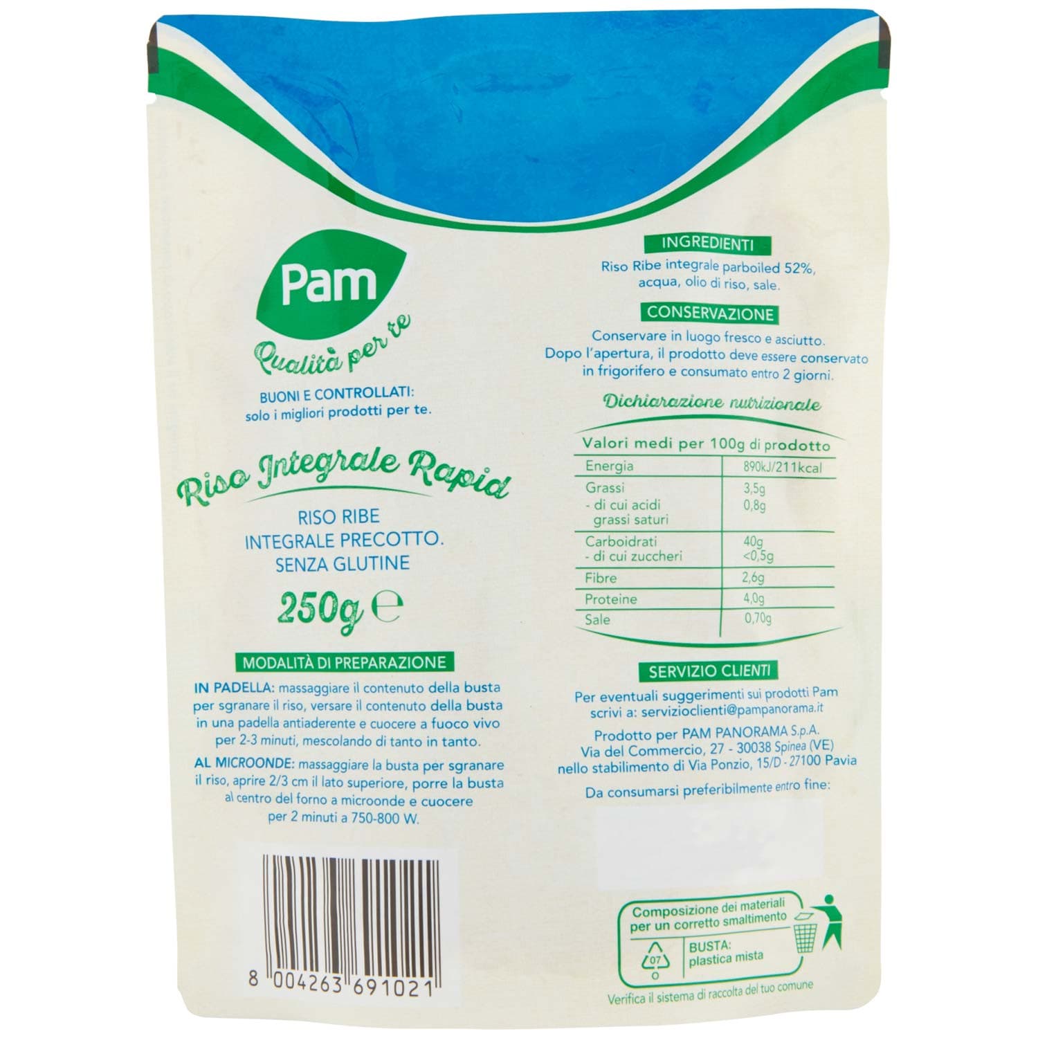 PAM Qualità per te Riso Integrale Rapid Ribe 250 g – immagine 4