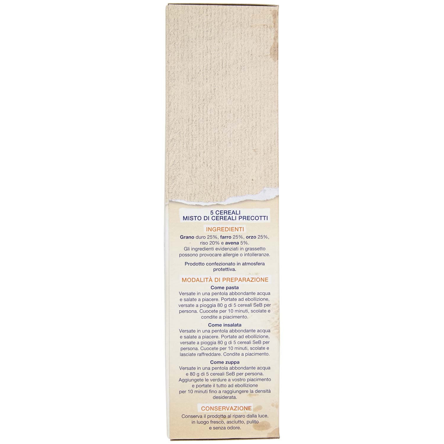 SEMPLICI E BUONI Ricchi di Fibre 5 cereali Grano, Farro, Orzo, Riso e Avena 500 g – immagine 3