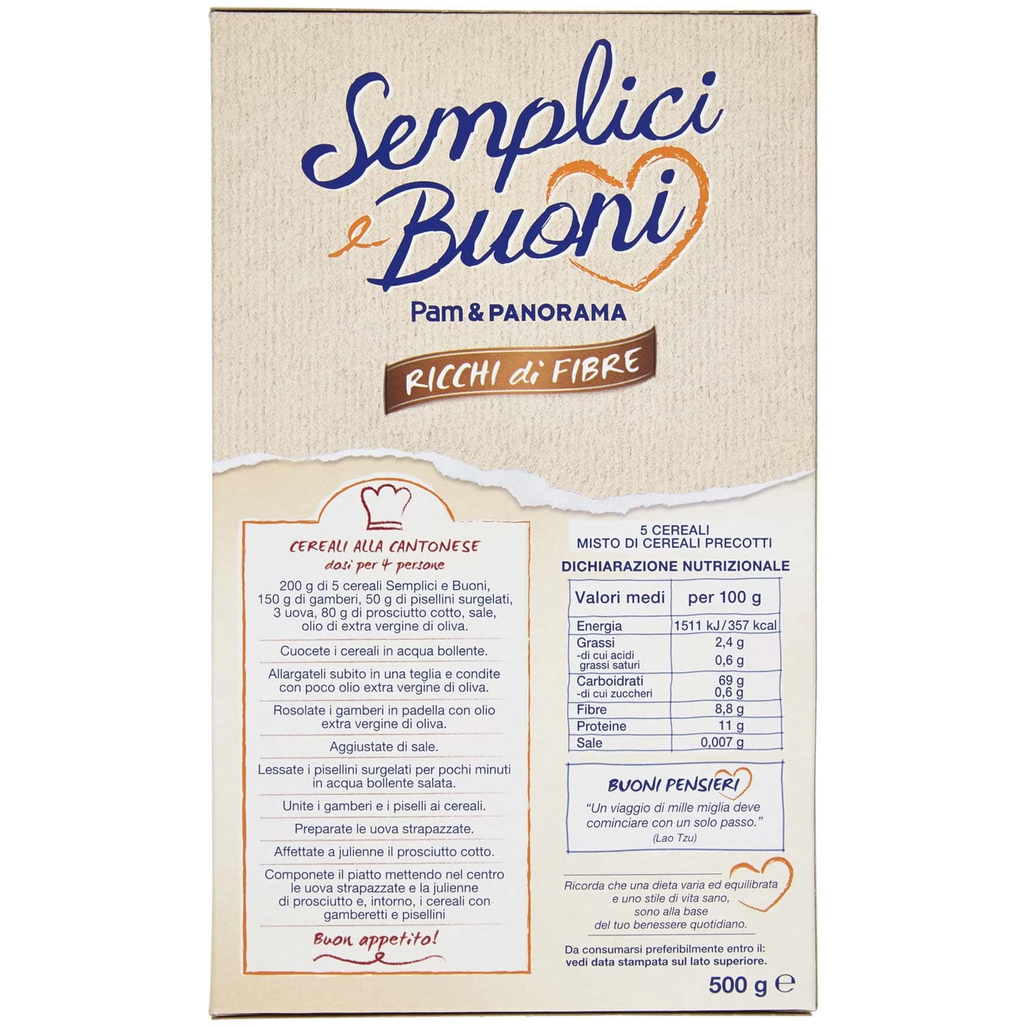 SEMPLICI E BUONI Ricchi di Fibre 5 cereali Grano, Farro, Orzo, Riso e Avena 500 g – immagine 4