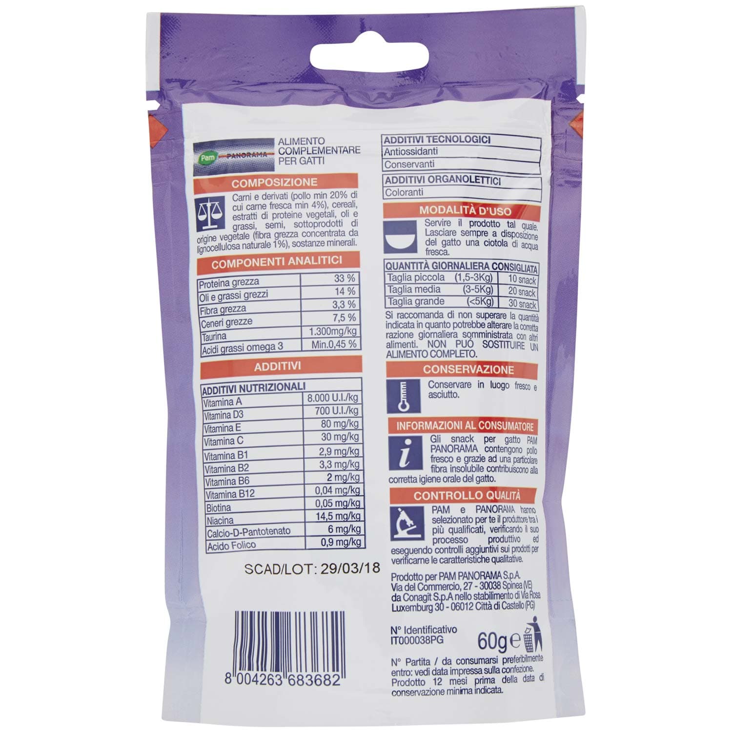 PAM PANORAMA Snack per Gatti con Pollo Fresco 60 g – immagine 4