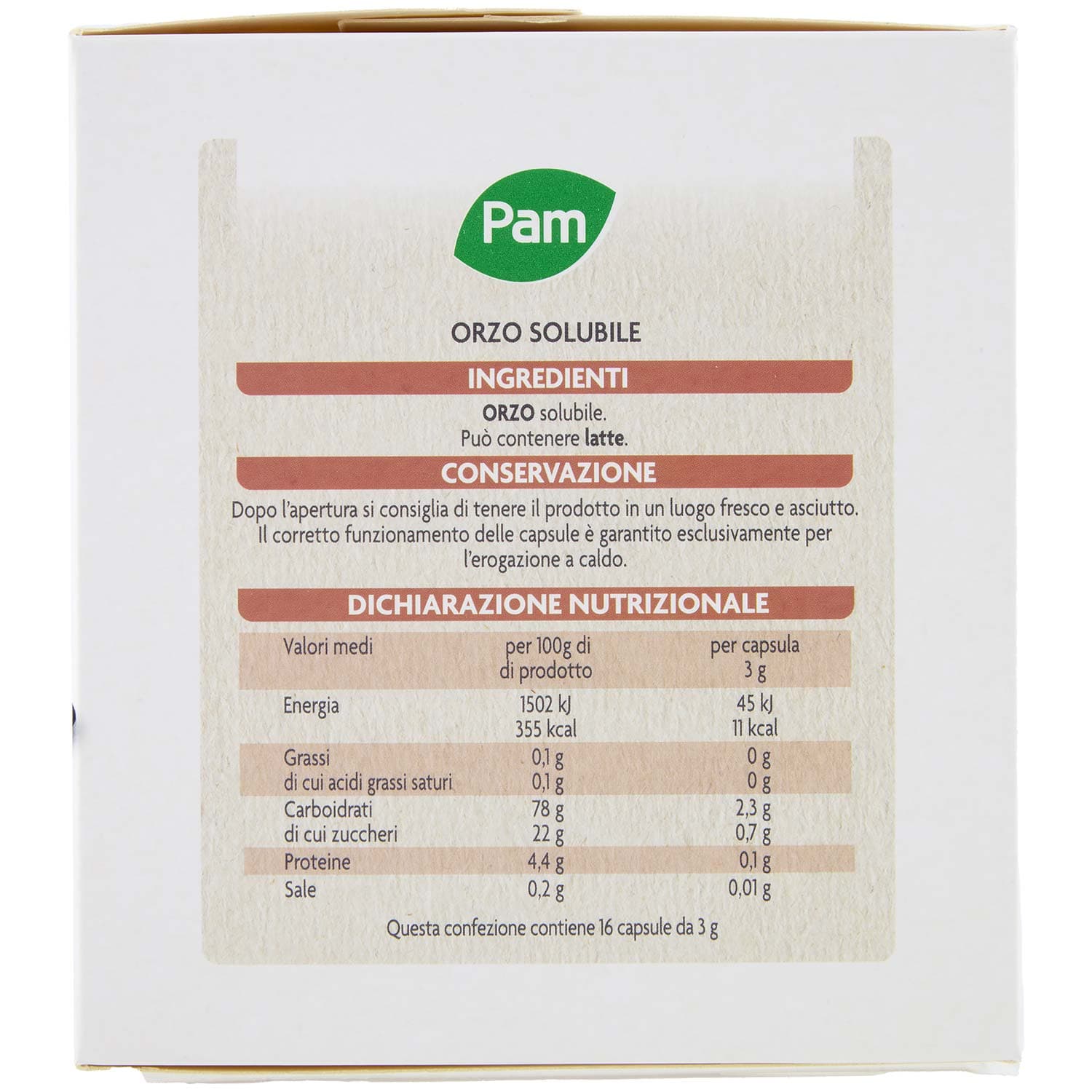 PAM Caffè Capsule Orzo Intenso Compatibili Nescafè* Dolce Gusto* 48g (16x3g) – immagine 5