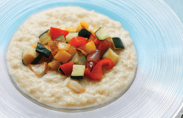 Risotto alla parmigiana con ragù di verdure