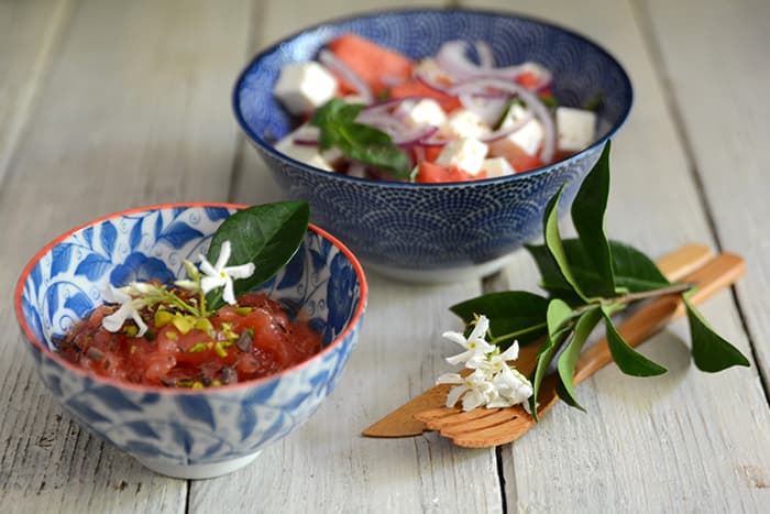 Anguria mon amour! Insalata di anguria e feta e gelo di mellone