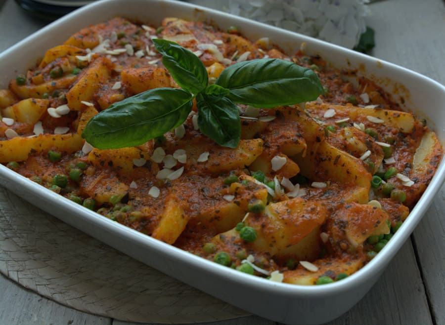 Teglia di patate e piselli