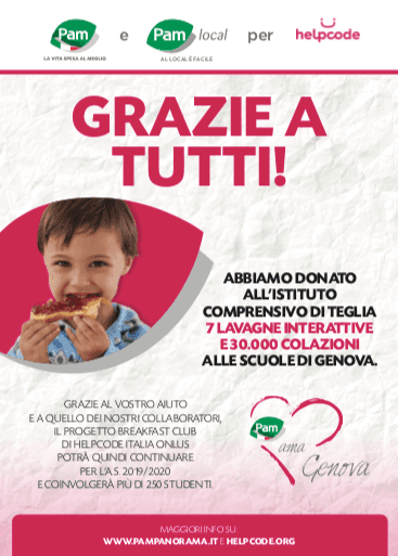 Pam Panorama dona colazioni e lavagne multimediali nelle scuole di Genova