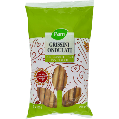 PAM Grissini Ondulati con Granelli di Sale in Superficie 2 x 125 g