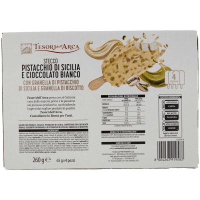 TESORI DELL'ARCA Stecco Pistacchio di Sicilia e Cioccolato Bianco 4 x 65 g – immagine 11