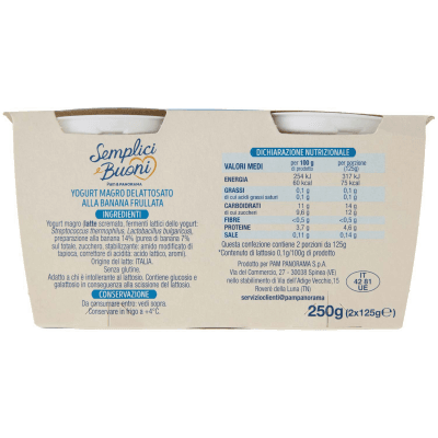 SEMPLICI E BUONI Senza Lattosio Yogurt Magro Banana 2 x 125 g – immagine 11