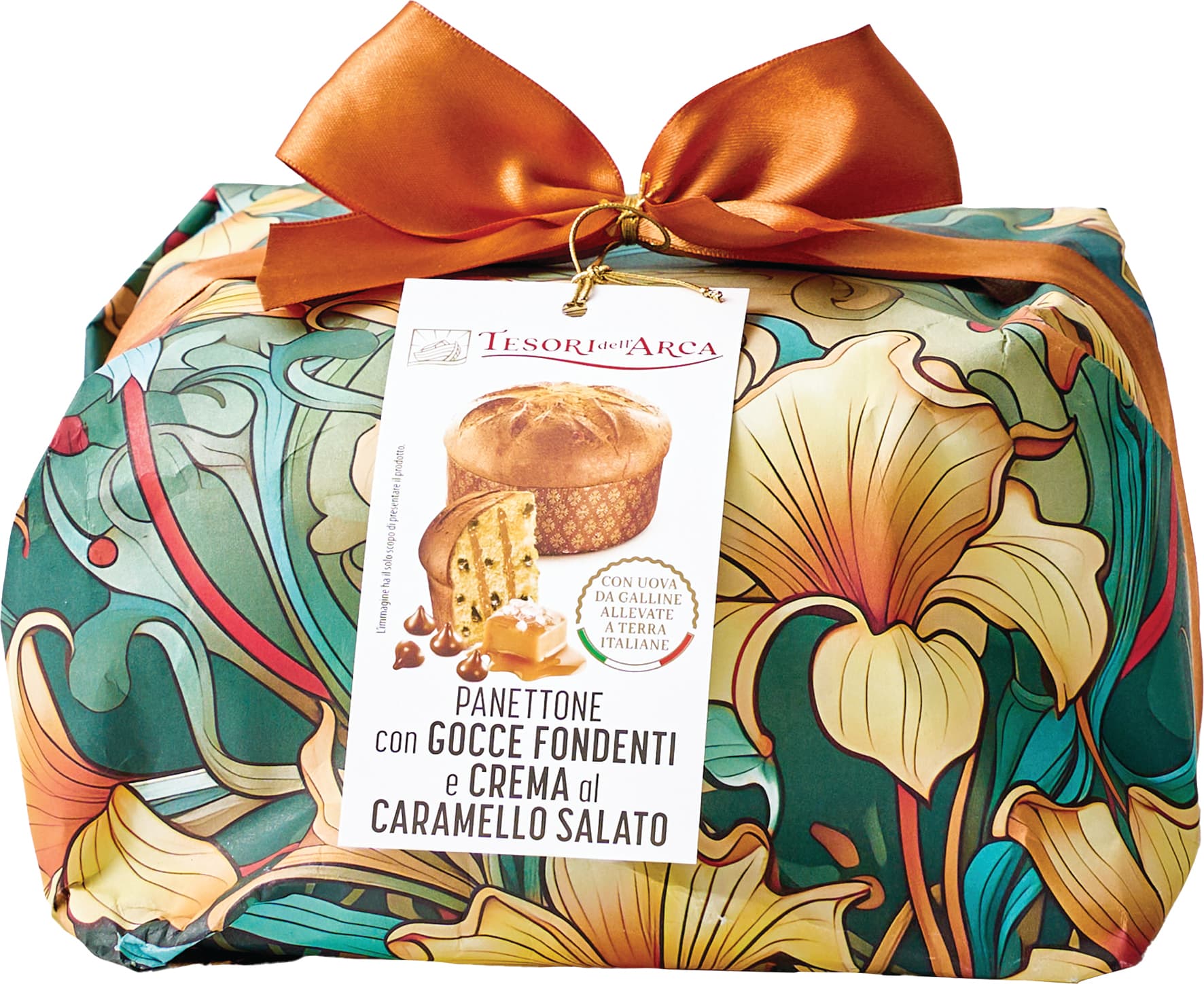 TESORI DELL'ARCA Panettone con Gocce Fondenti e Crema al Caramello Salato 1000 g – immagine 1