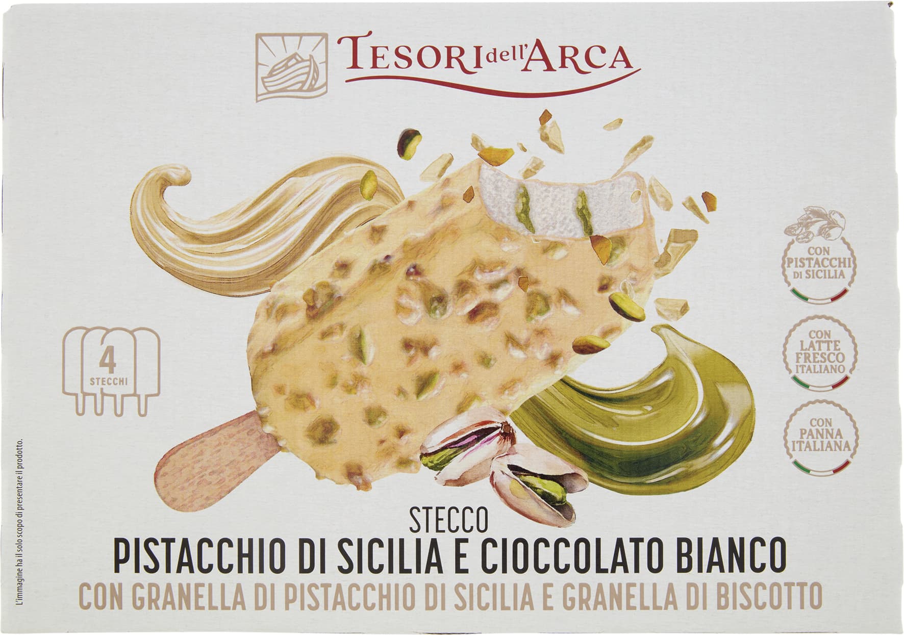 TESORI DELL'ARCA Stecco Pistacchio di Sicilia e Cioccolato Bianco 4 x 65 g – immagine 1