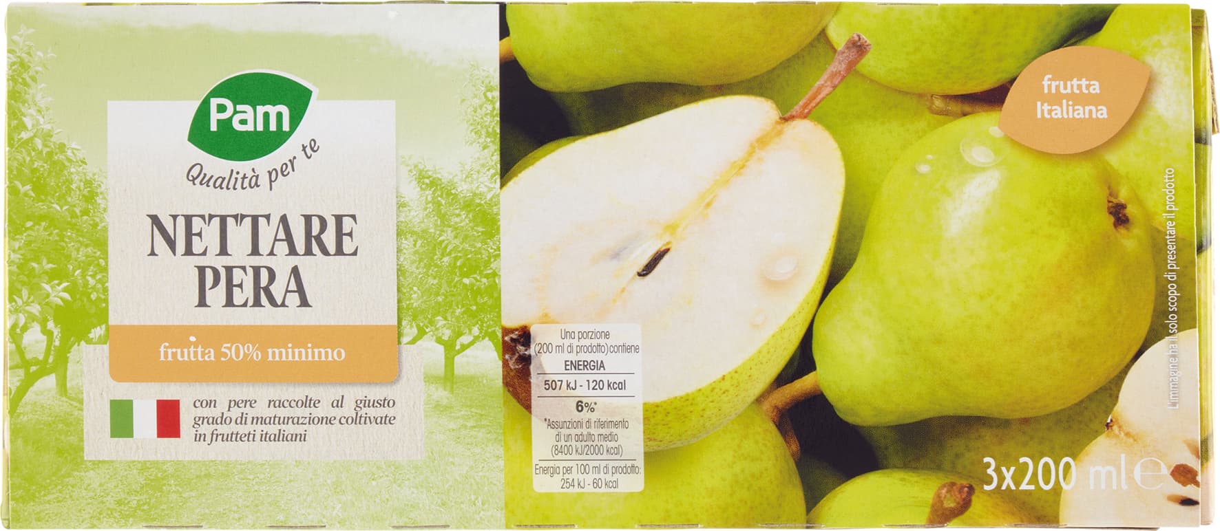 PAM PANORAMA Succo e Polpa di Pera 600 ml (200ml x 3) – immagine 1