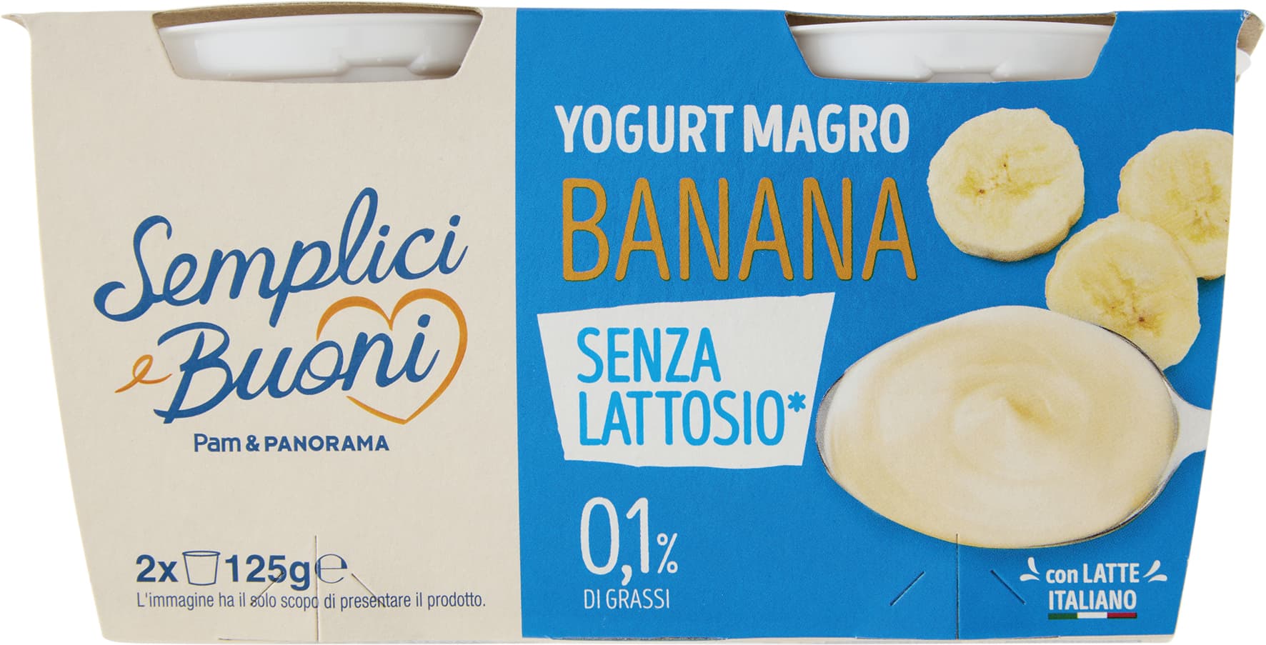SEMPLICI E BUONI Senza Lattosio Yogurt Magro Banana 2 x 125 g – immagine 1