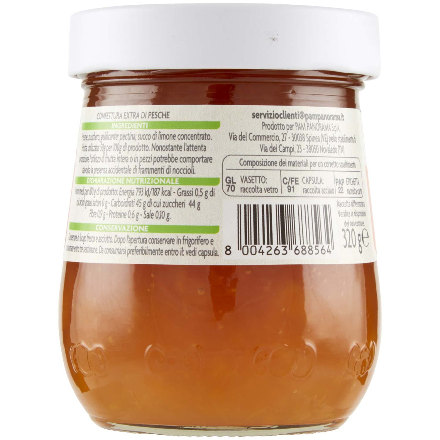 PAM Qualità per te Confettura Extra di pesche 320 g – immagine 4