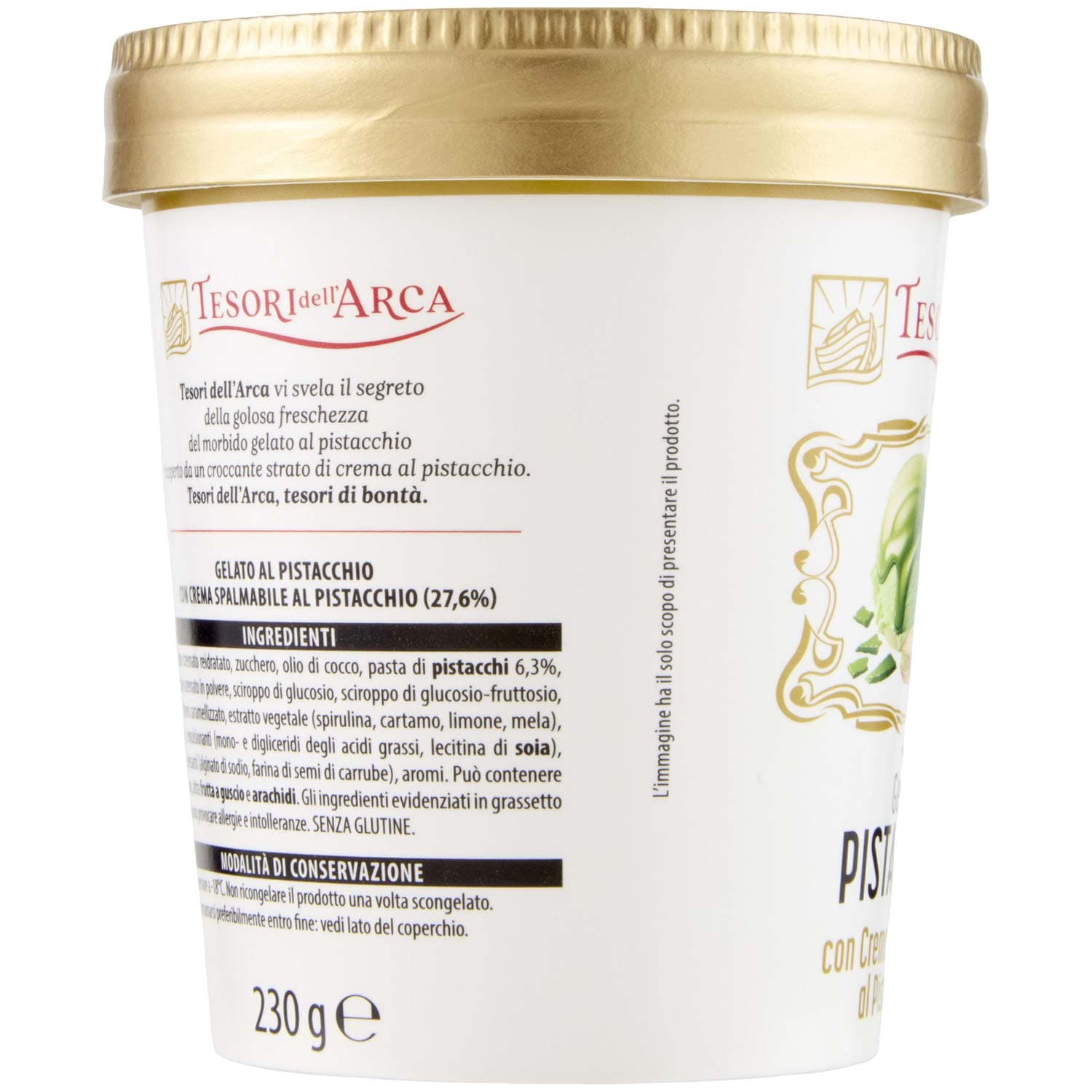 TESORI DELL'ARCA Gelato Pistacchio con Crema al Pistacchio 230 g – immagine 3