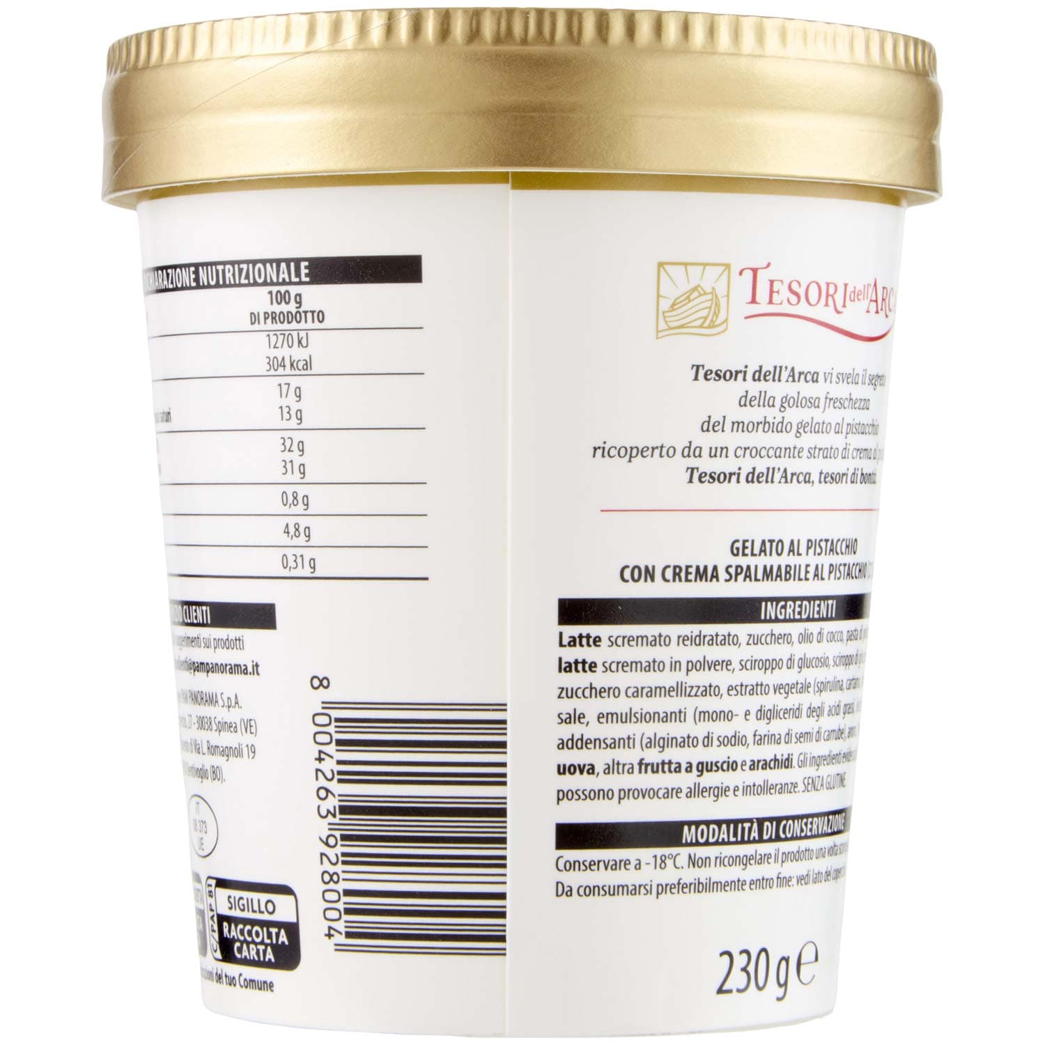 TESORI DELL'ARCA Gelato Pistacchio con Crema al Pistacchio 230 g – immagine 4