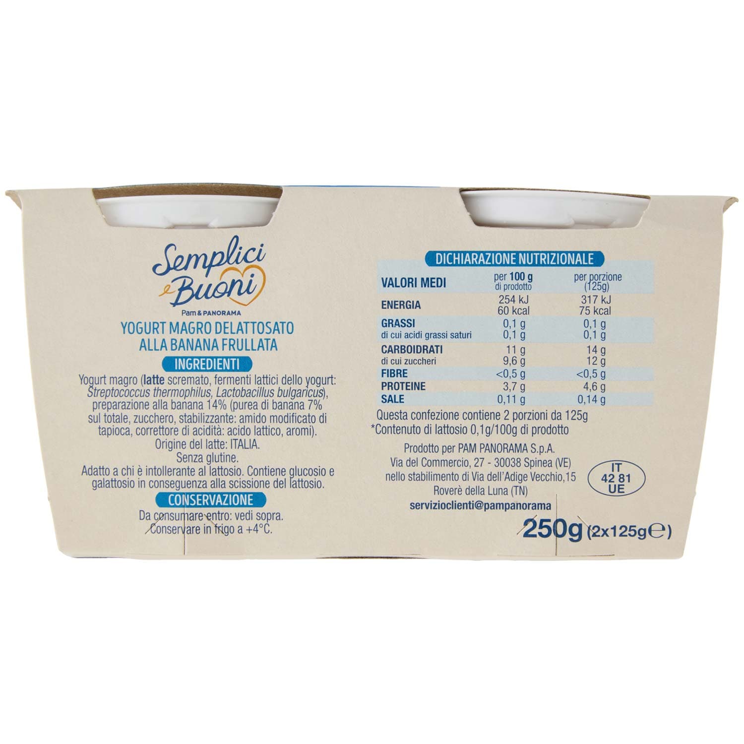 SEMPLICI E BUONI Senza Lattosio Yogurt Magro Banana 2 x 125 g – immagine 4