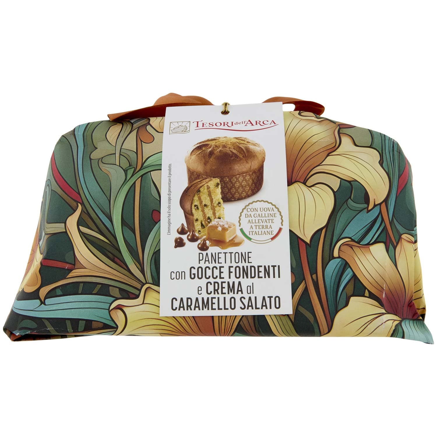 TESORI DELL'ARCA Panettone con Gocce Fondenti e Crema al Caramello Salato 1000 g – immagine 2