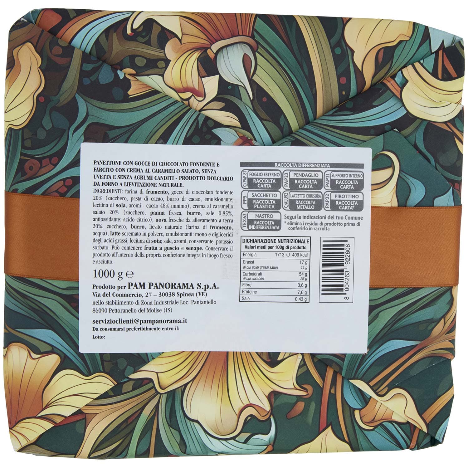 TESORI DELL'ARCA Panettone con Gocce Fondenti e Crema al Caramello Salato 1000 g – immagine 7